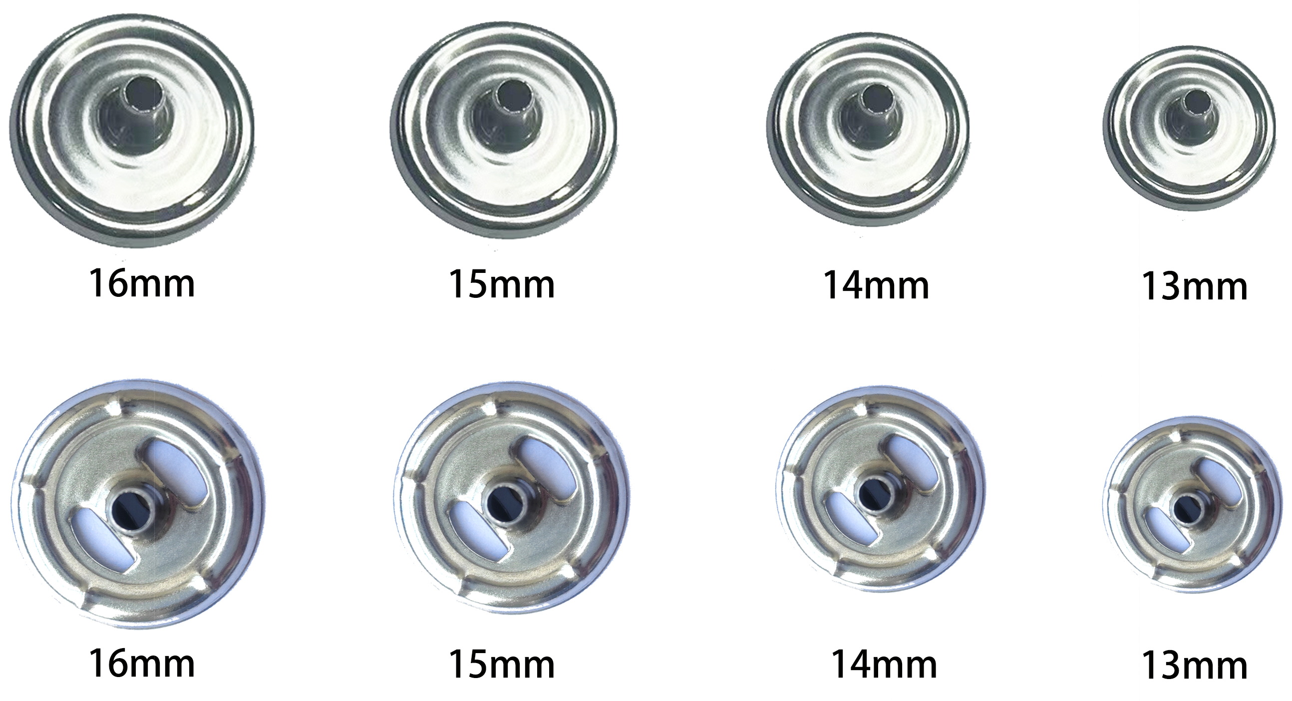 open stainless steel snap button shank
